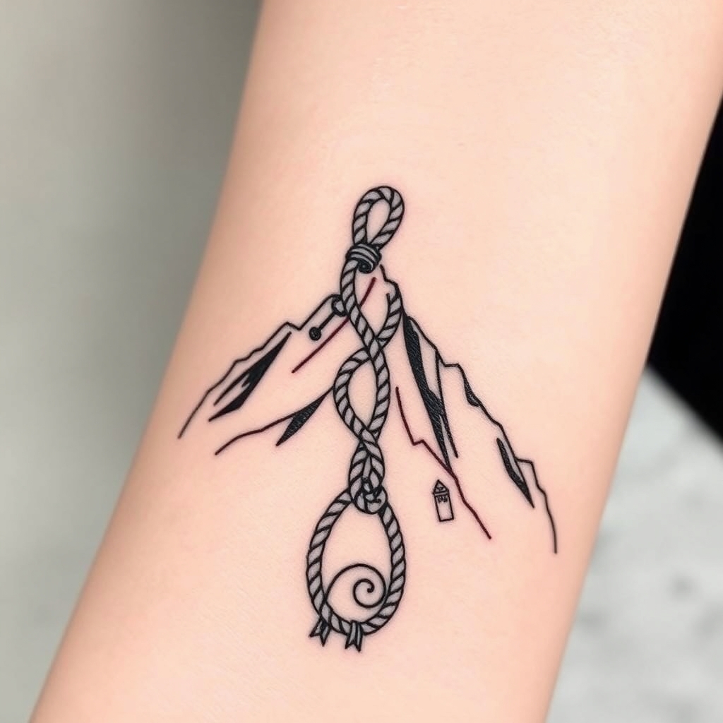 mountain climbing realistic tattoo design
