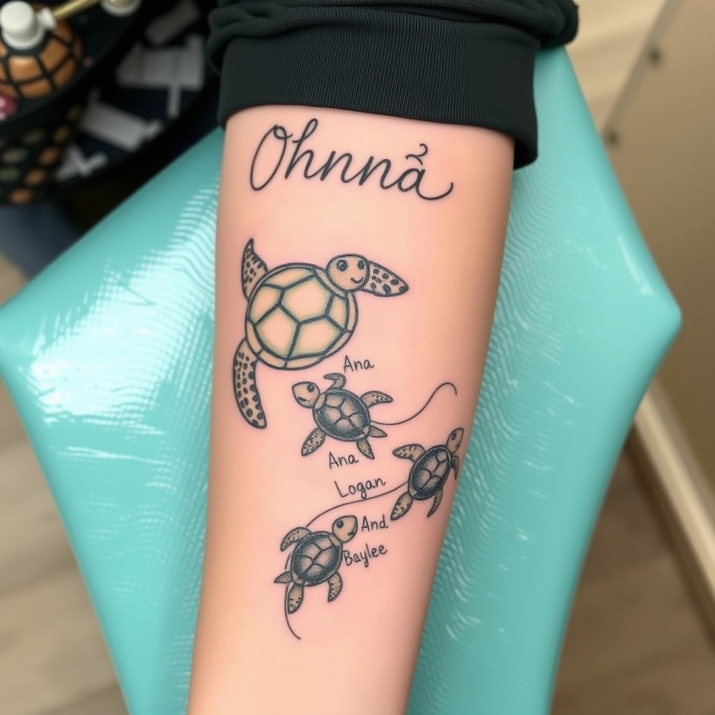 sea turtles geometric tattoo design