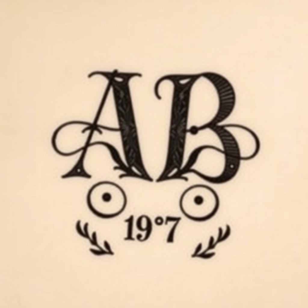 geometric style initials year tattoo design - AI generated tattoo art for inspiration