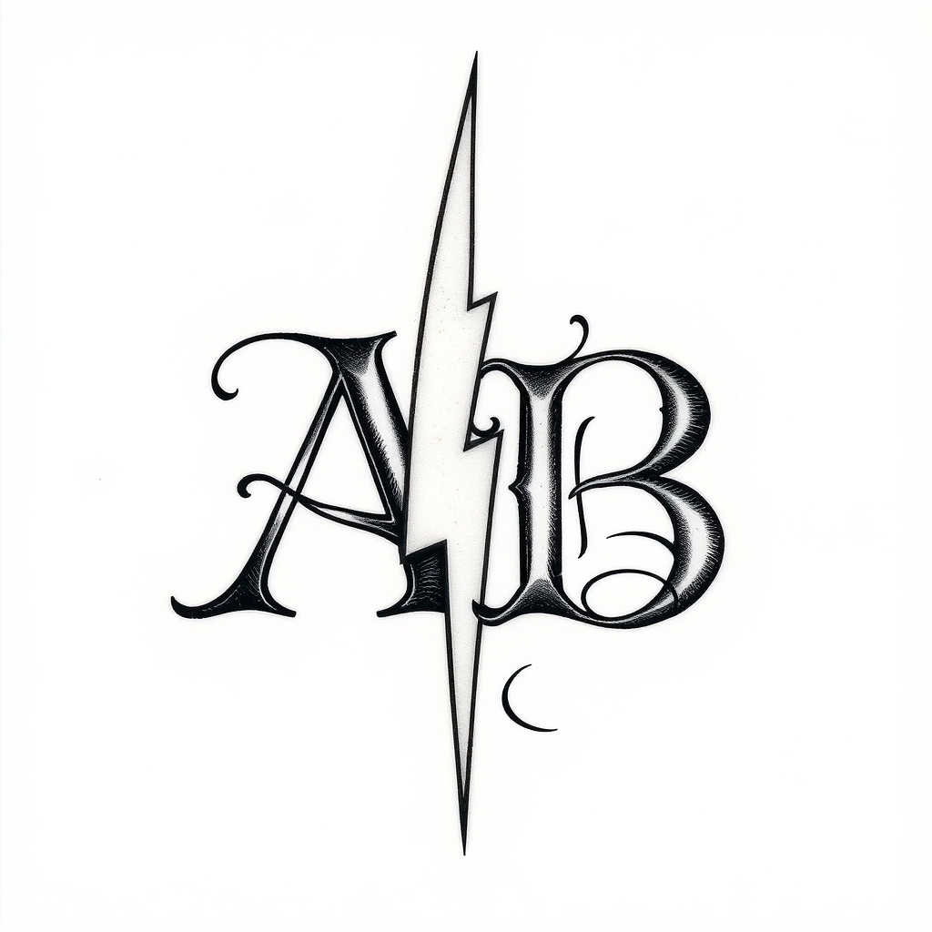 symbols with initials realistic tattoo design