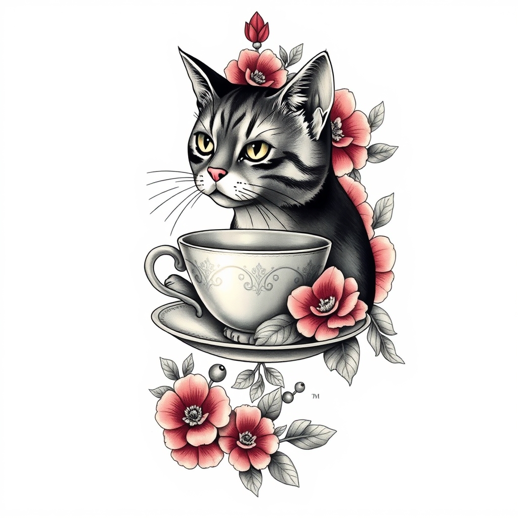 alice in wonderland surrealistic tattoo design
