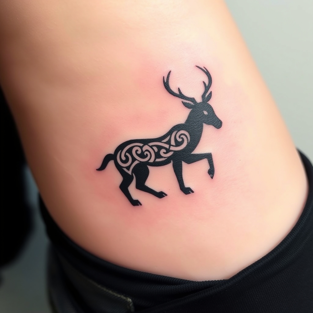 minimalist style celtic animals tattoo design - AI generated tattoo art for inspiration