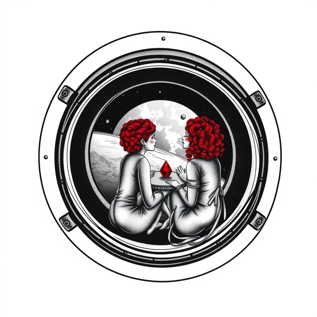 space exploration surrealistic tattoo design