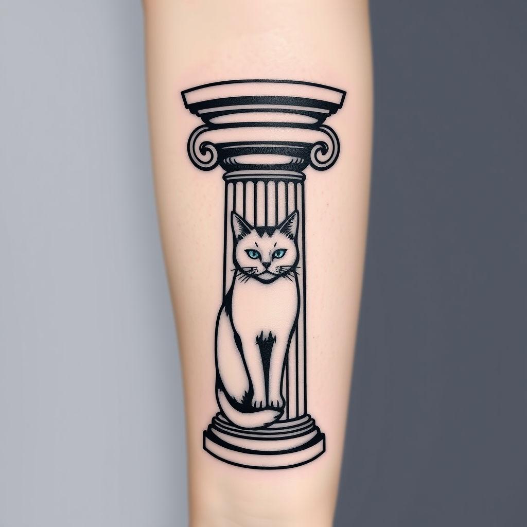 minimalist style architecture animal tattoo design - AI generated tattoo art for inspiration