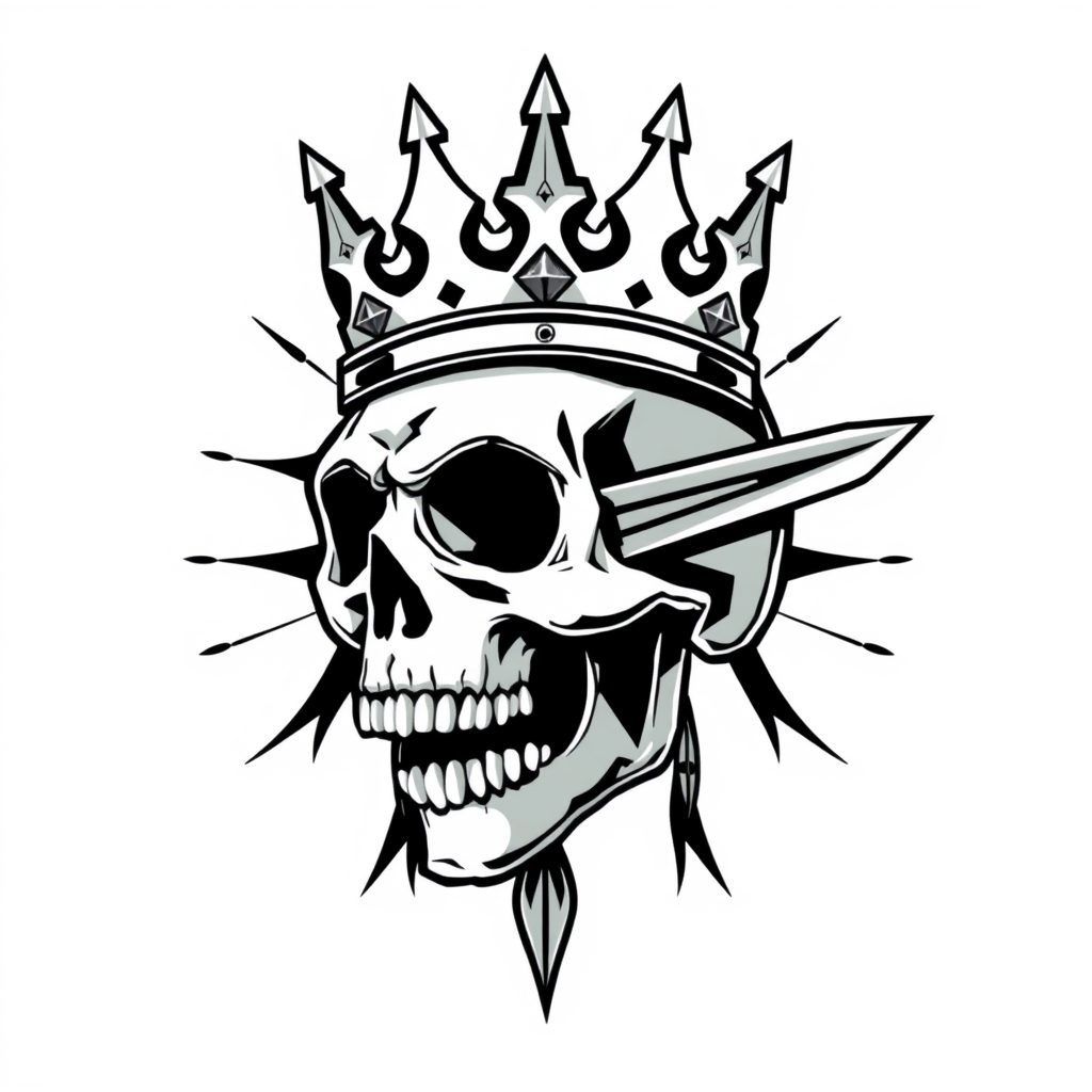 skull and crossbones geometric tattoo design