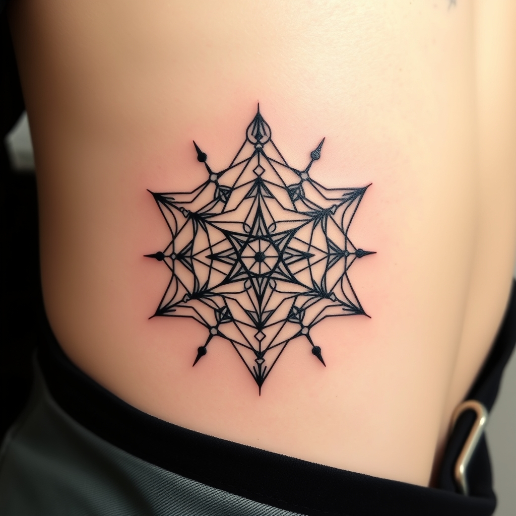 minimalist style occult symbolism tattoo design - AI generated tattoo art for inspiration
