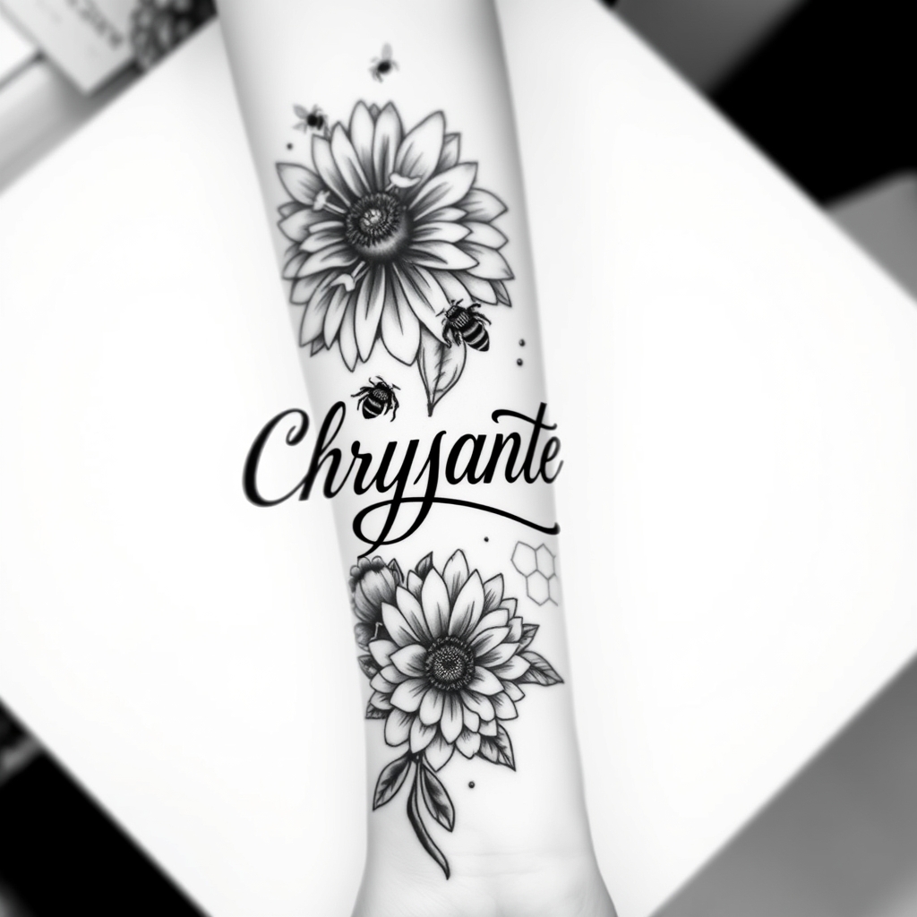flowers geometric tattoo design