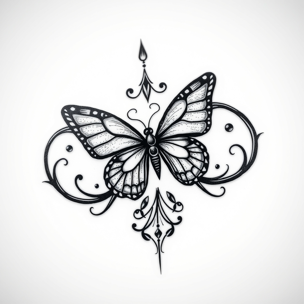 blackwork style infinity symbol tattoo design - AI generated tattoo art for inspiration