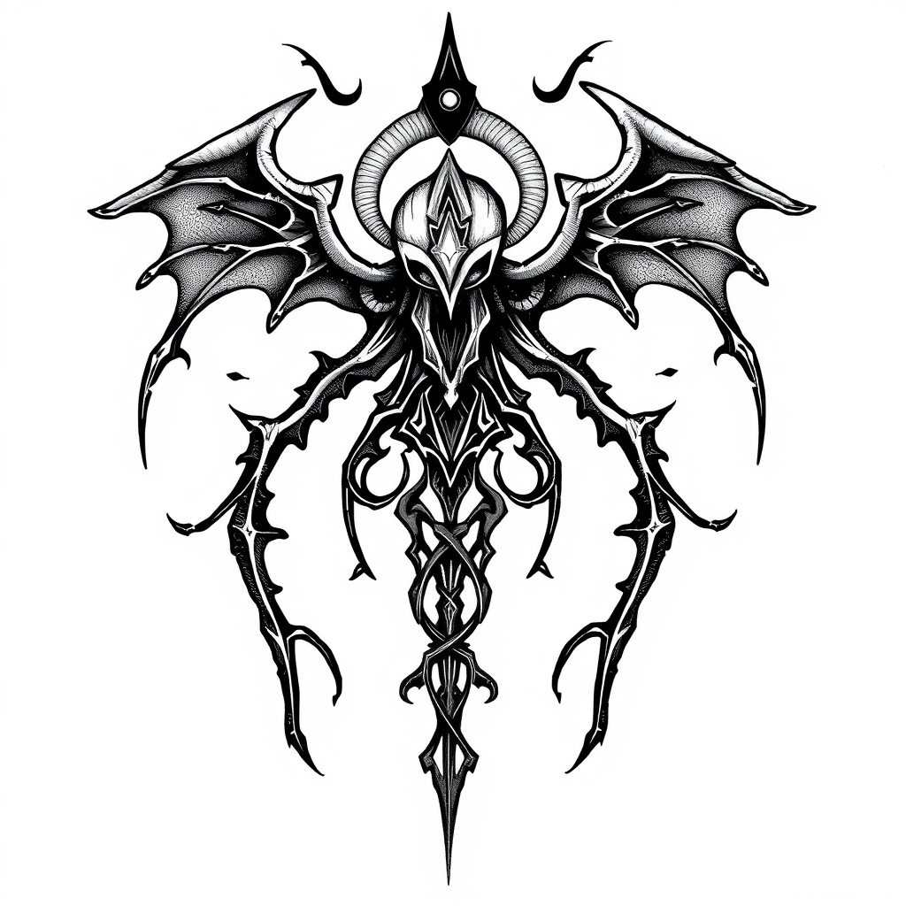 middle ages blackwork tattoo design