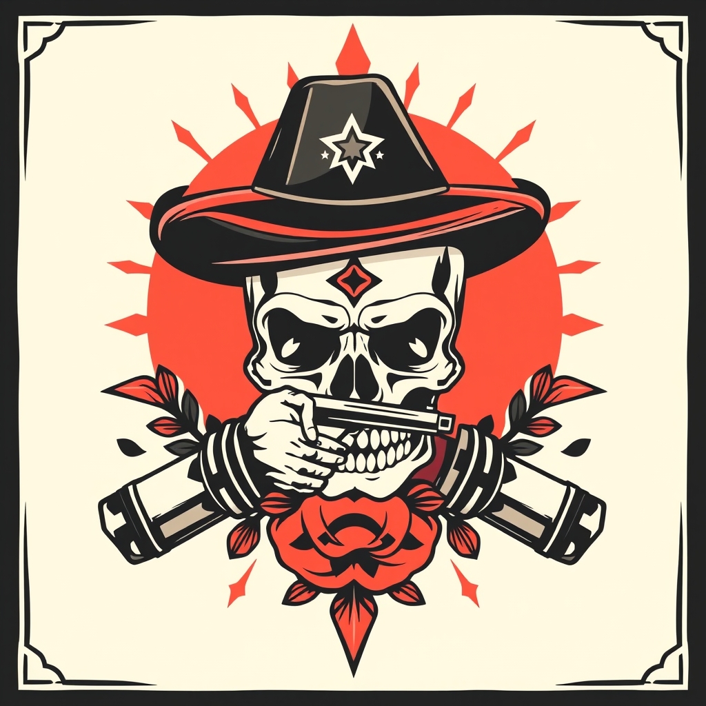 geometric style mexican folklore tattoo design - AI generated tattoo art for inspiration