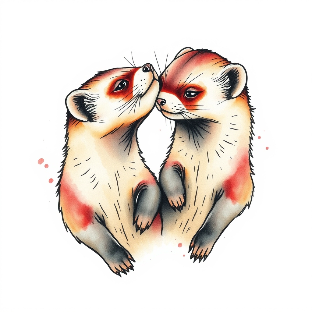 animals watercolor tattoo design