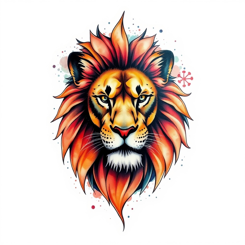 wild animal watercolor tattoo design
