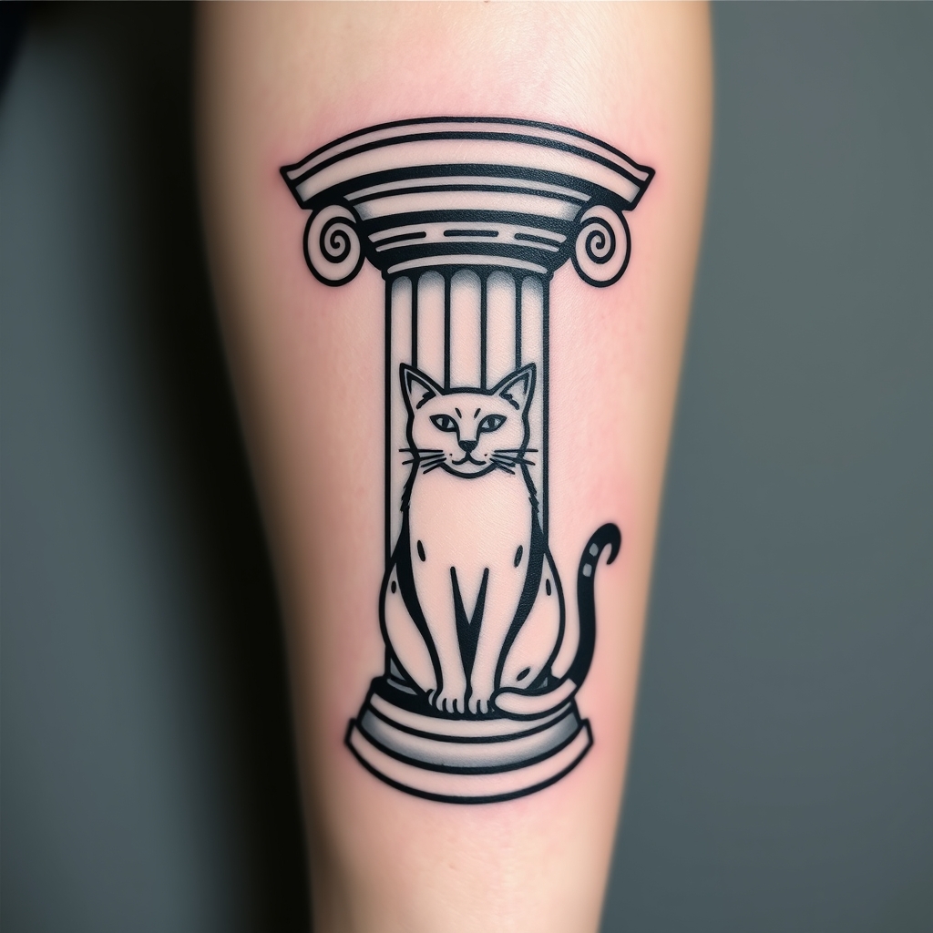 minimalist style architecture animal tattoo design - AI generated tattoo art for inspiration