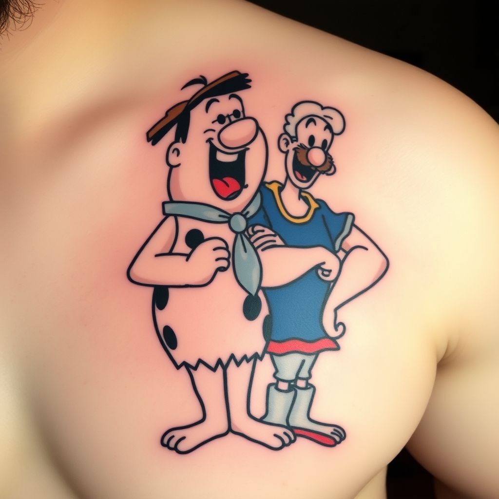 cartoon characters realistic tattoo design