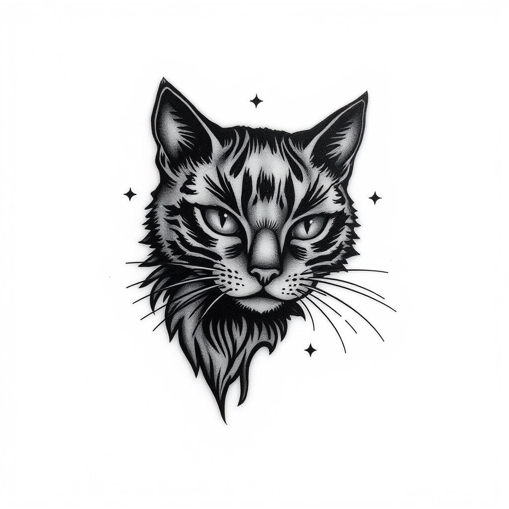 blackwork style animals tattoo design - AI generated tattoo art for inspiration