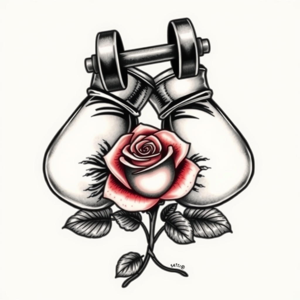 fitness symbols realistic tattoo design
