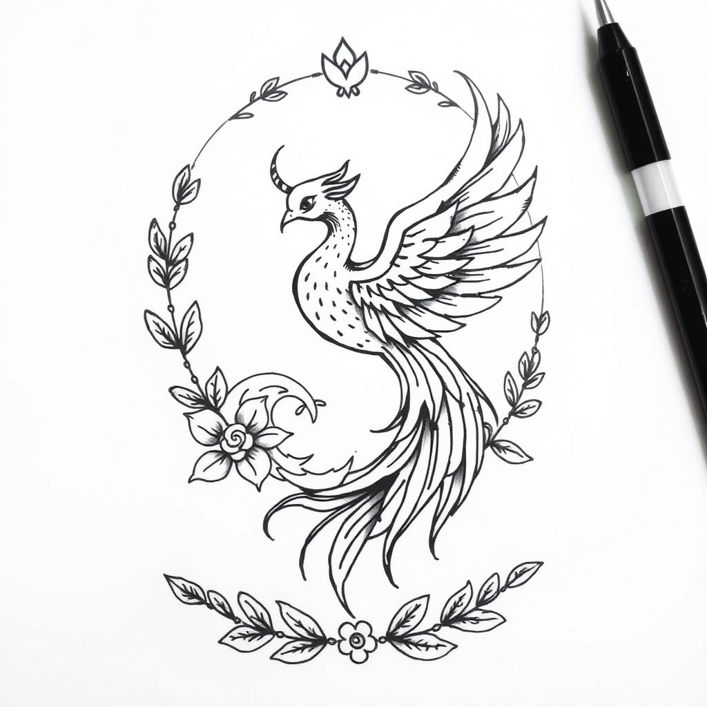 mythical creatures blackwork tattoo design