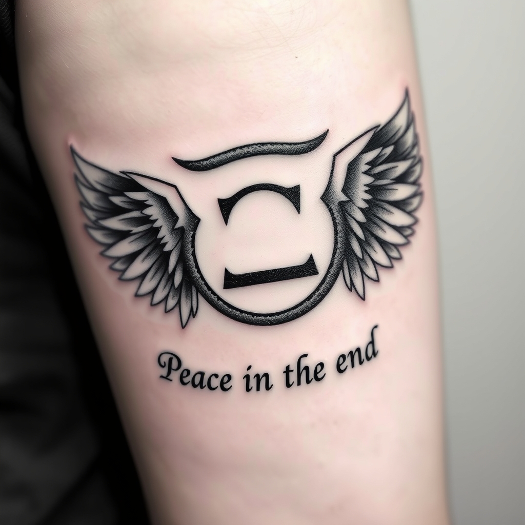 text symbol wings realistic tattoo design