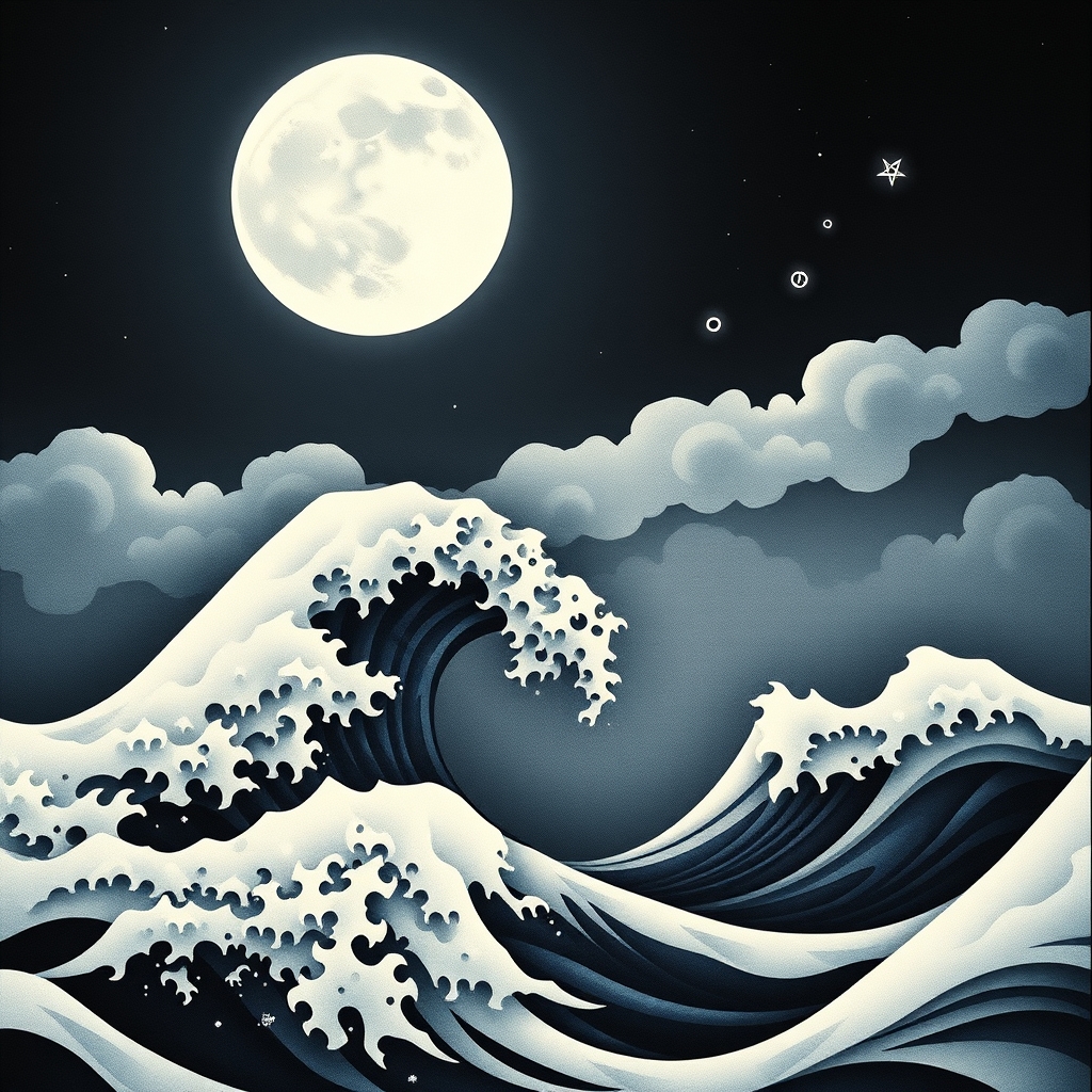 ocean waves geometric tattoo design