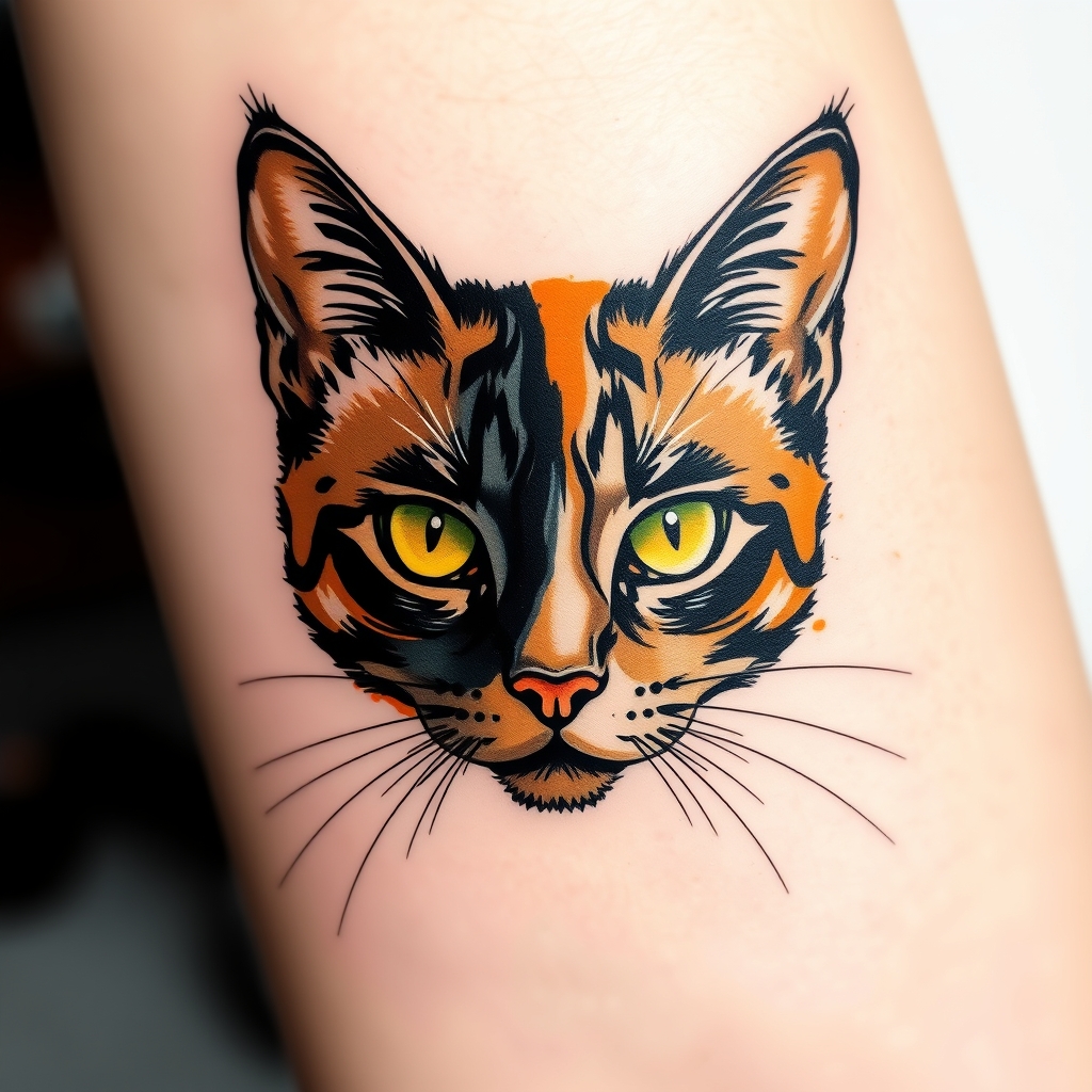 cat face abstract tattoo design