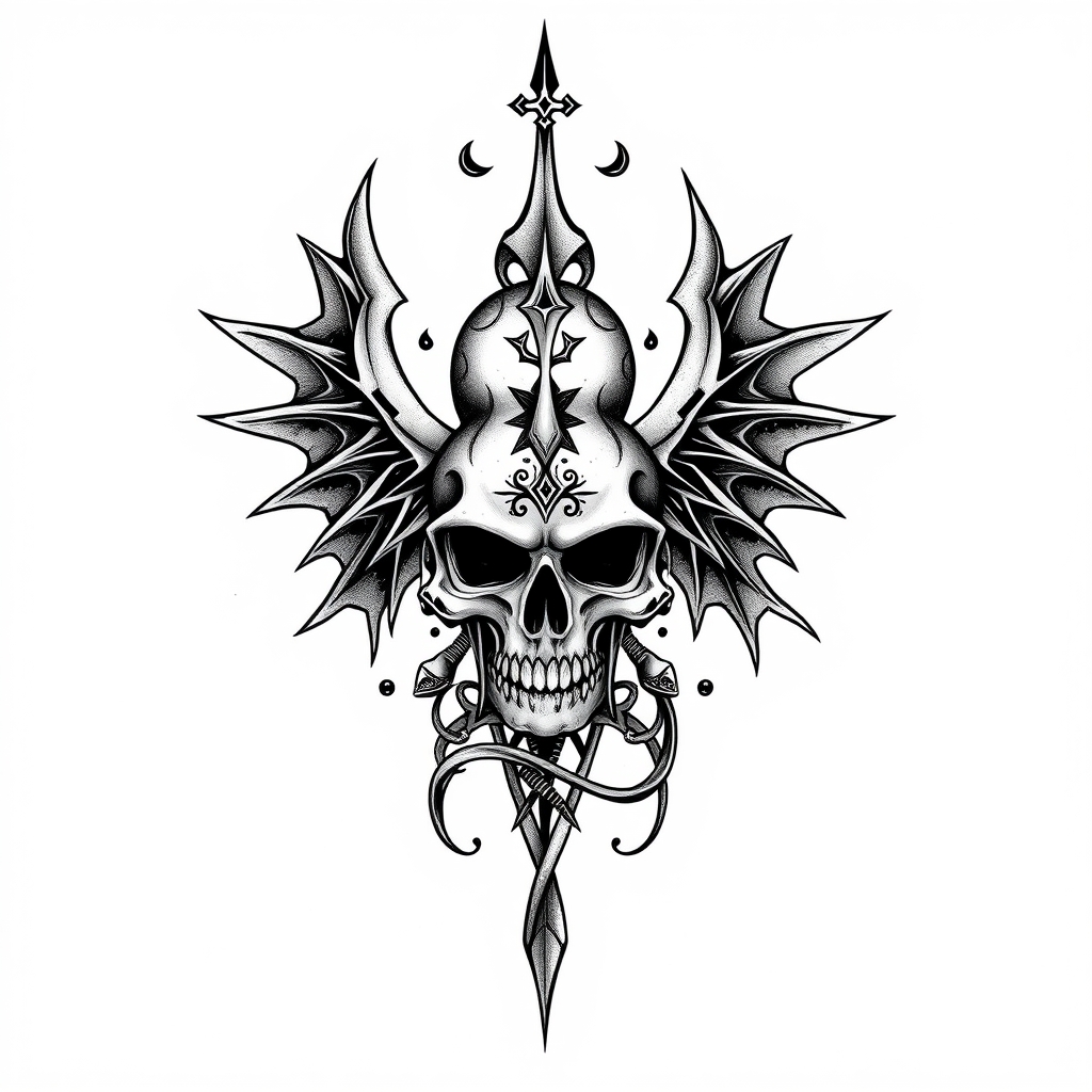 dark magic symbols tribal tattoo design