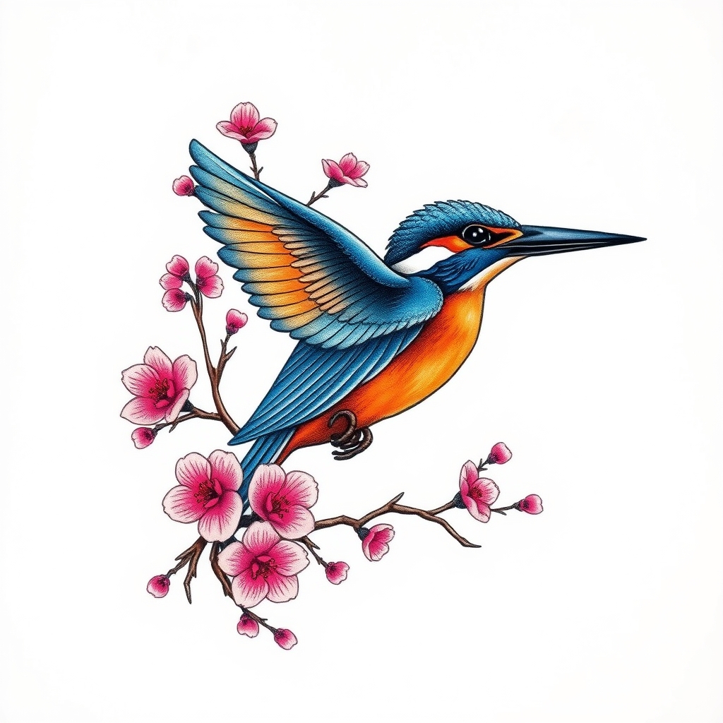 birds and flowers tribal tattoo design
