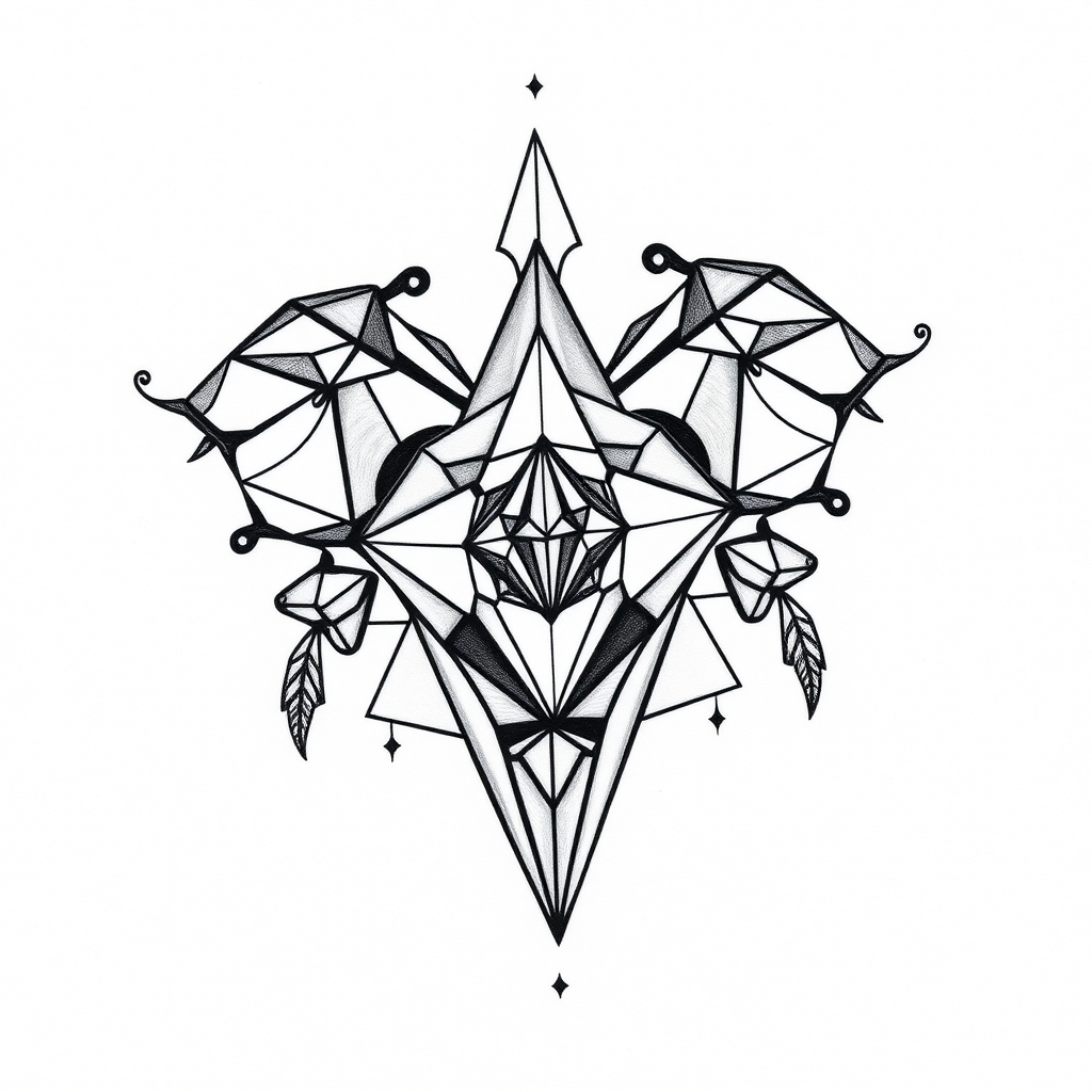 geometric style anatomy tattoo design - AI generated tattoo art for inspiration