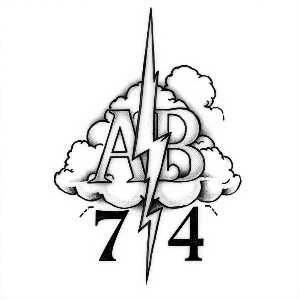 initials realistic tattoo design