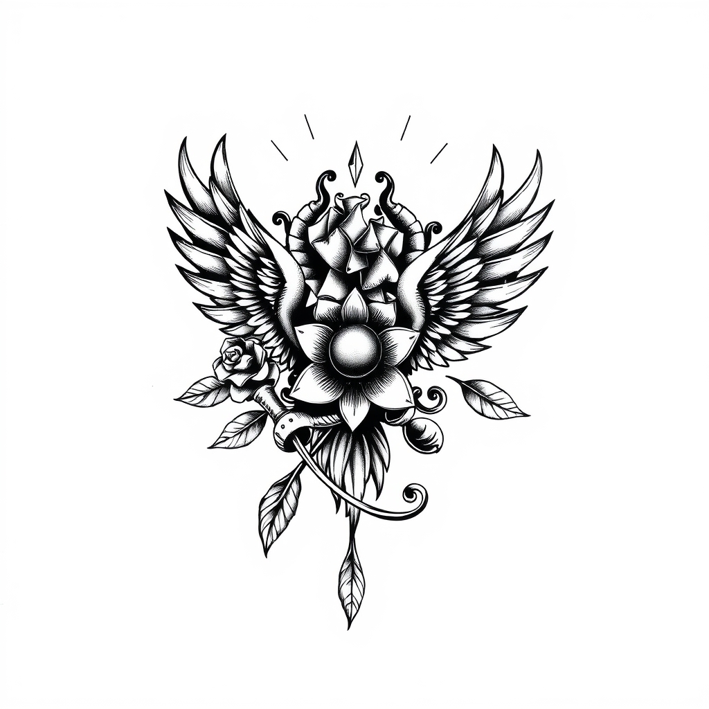 vintage tattoo blackwork tattoo design