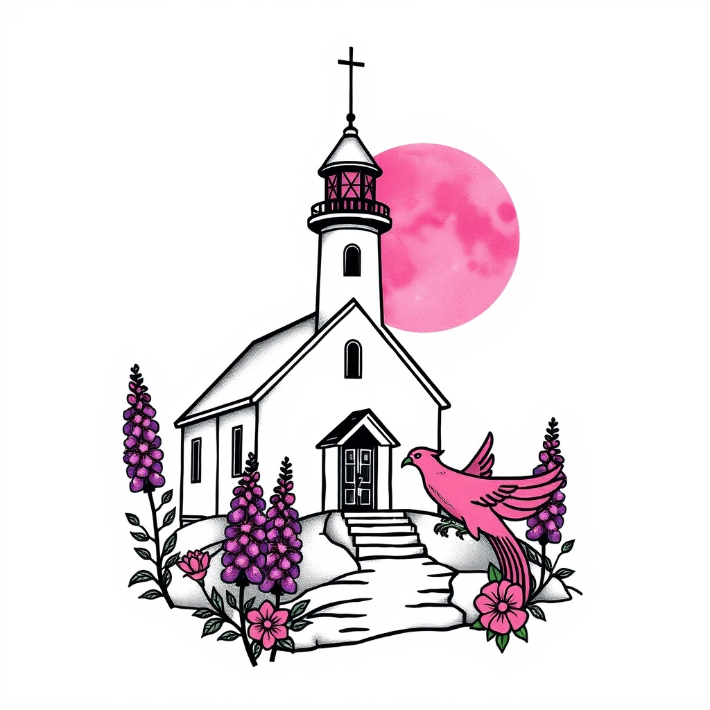 landmark scenery minimalist tattoo design