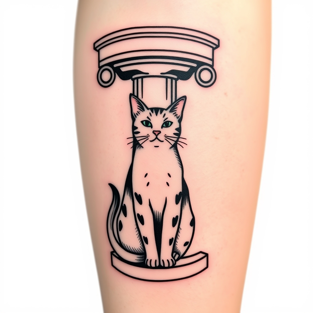 minimalist style architecture animal tattoo design - AI generated tattoo art for inspiration