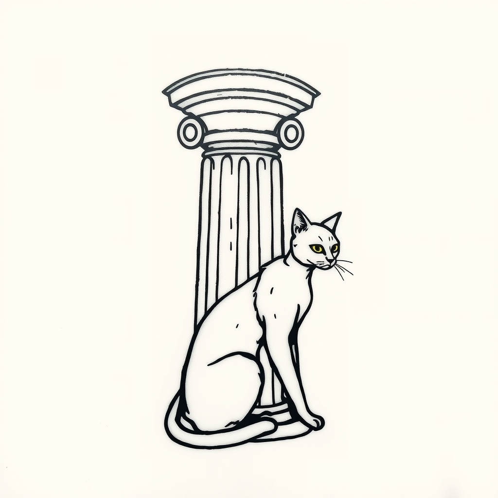 greek architecture realistic tattoo design